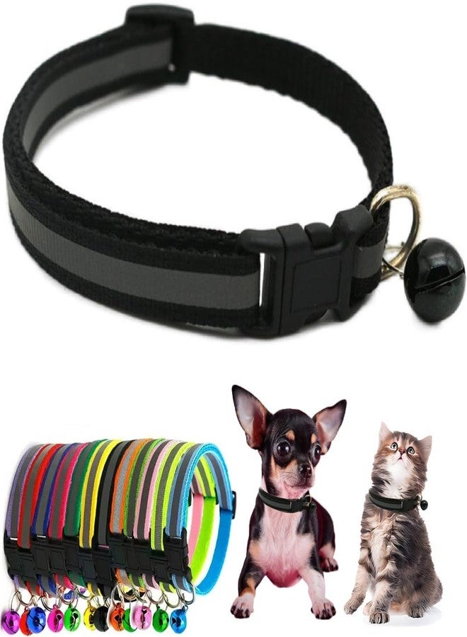 Weimostar Black XXS Dog Collar with Bell, Reflective XSmall Puppy Collars Soft Adjustable Buckle for XS Extra Small Puppies Female Male Tiny Little Cats Boy Girl Pets Kitten Yorkie Chihuahua Teacup X-Small - Image 1